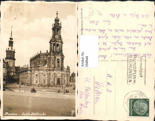 594944,Foto Ak Original Handabzug Dresden Kath. Hofkirche Kirche