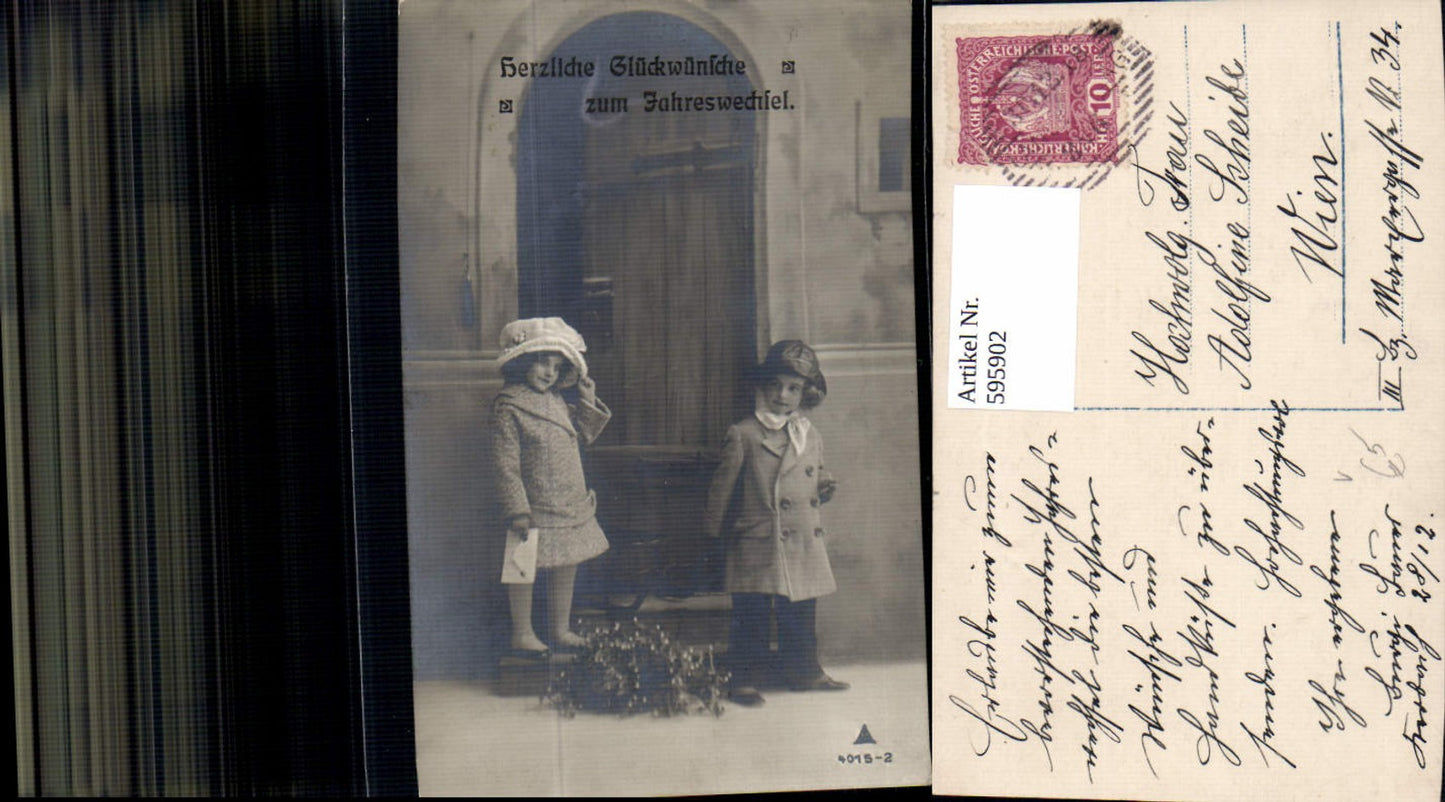 595902,Foto Ak Neujahr Kinder Misteln Brief Kuvert RPH 4015/2