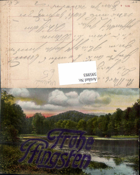 595993,Material Ak Frohe Pfingsten Glitzer Glitzerschrift Landschaft