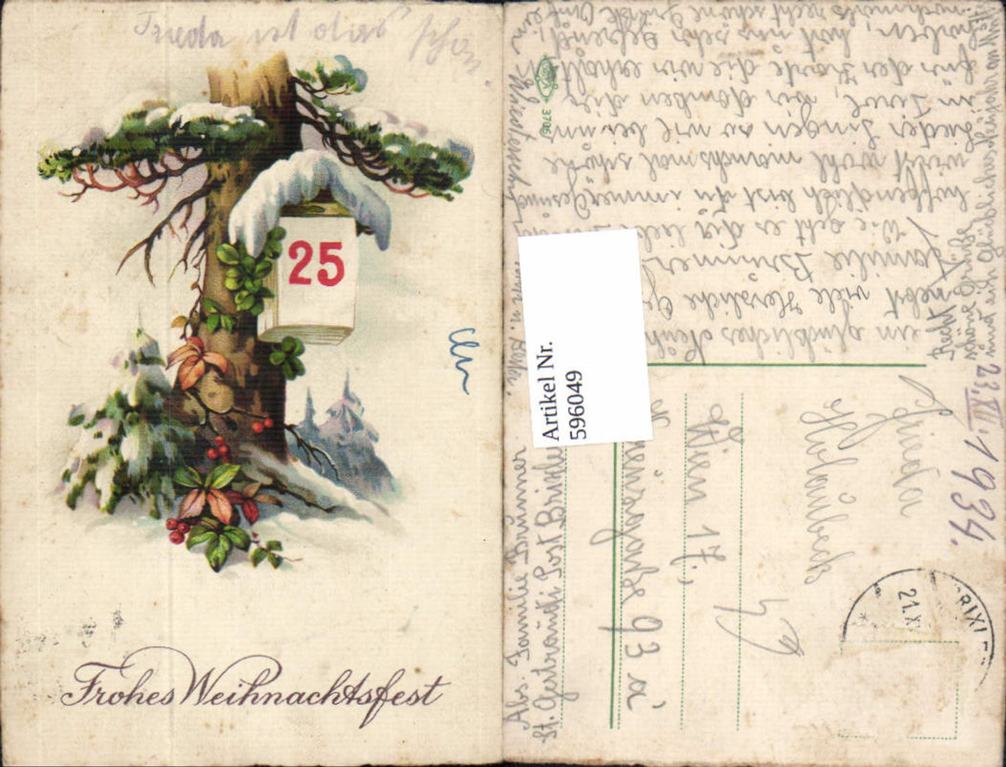 596049,Weihnachten Baum Kalenderblatt 25 Schnee