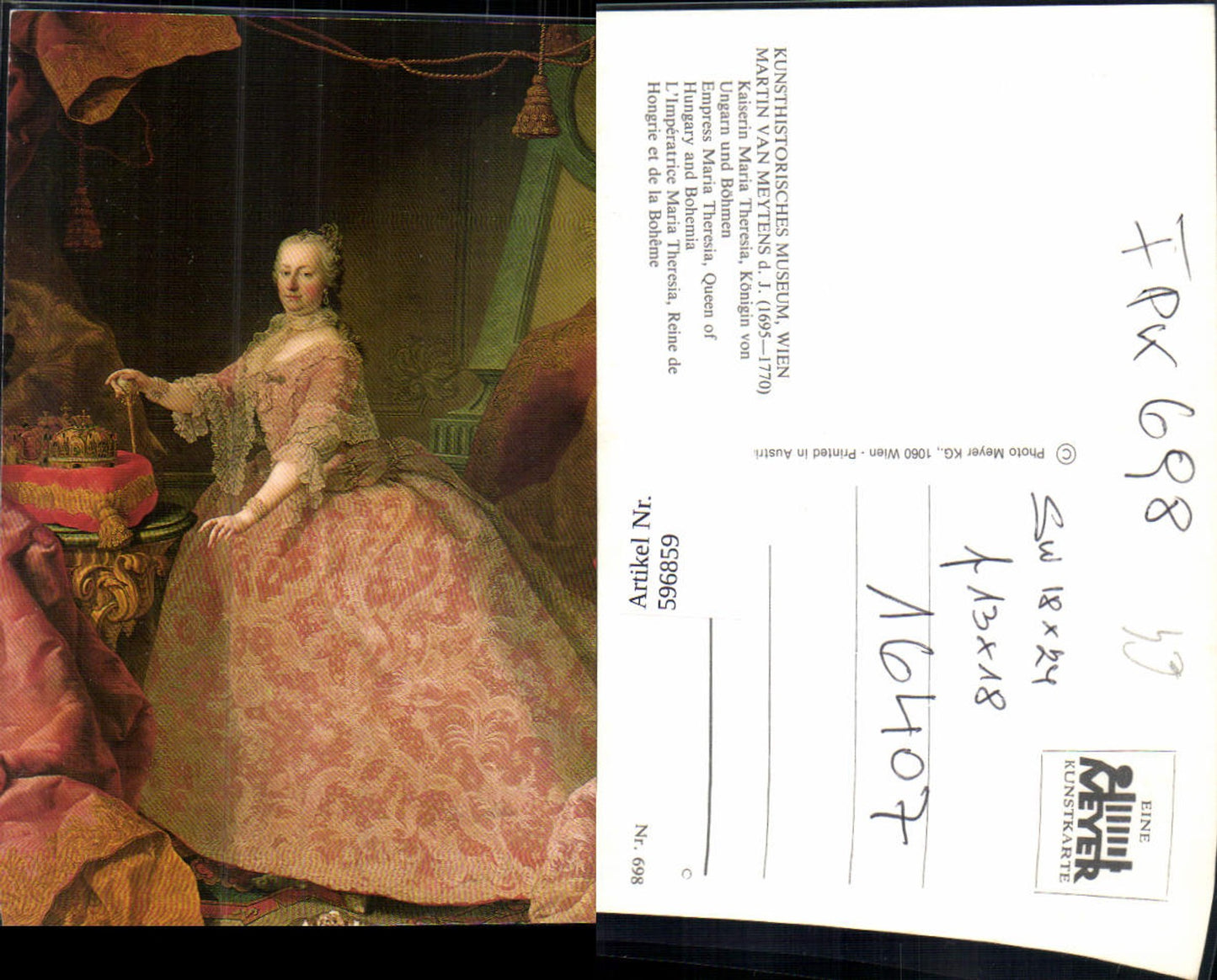 596859,Künstler Ak Martin van Meytens Kaiserin Maria Theresia Portrait Adel Monarchie