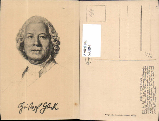 596894,Künstler Ak Chr. W. Von Gluck Komponist Musik