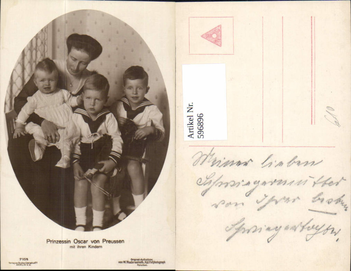 596896,Prinzessin Oscar v. Preussen m. Ihren Kindern Adel Monarchie