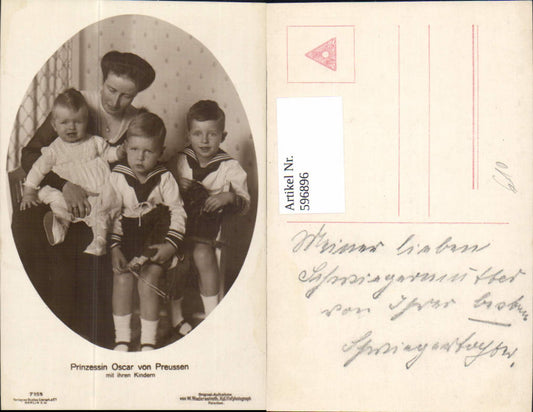 596896,Prinzessin Oscar v. Preussen m. Ihren Kindern Adel Monarchie