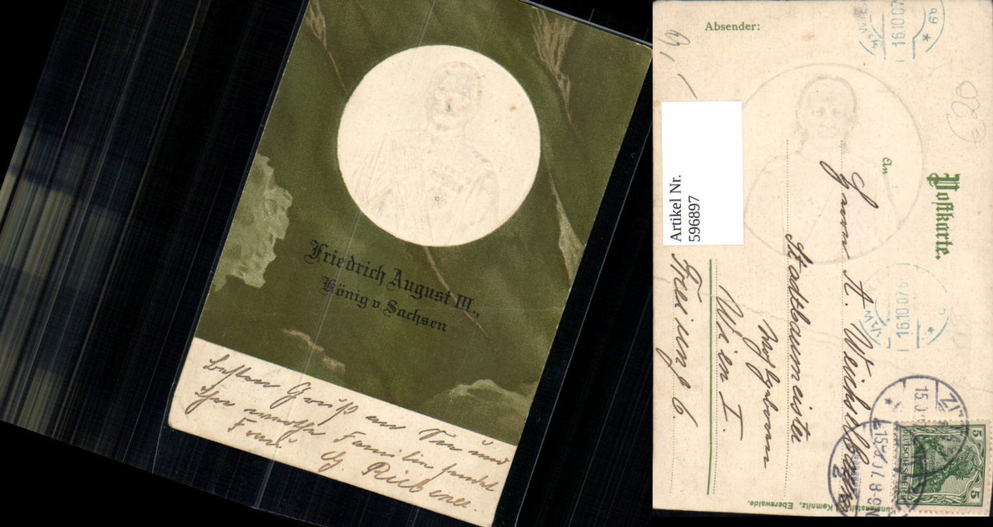596897,Präge Ak Friedrich August III König v. Sachsen Adel Monarchie