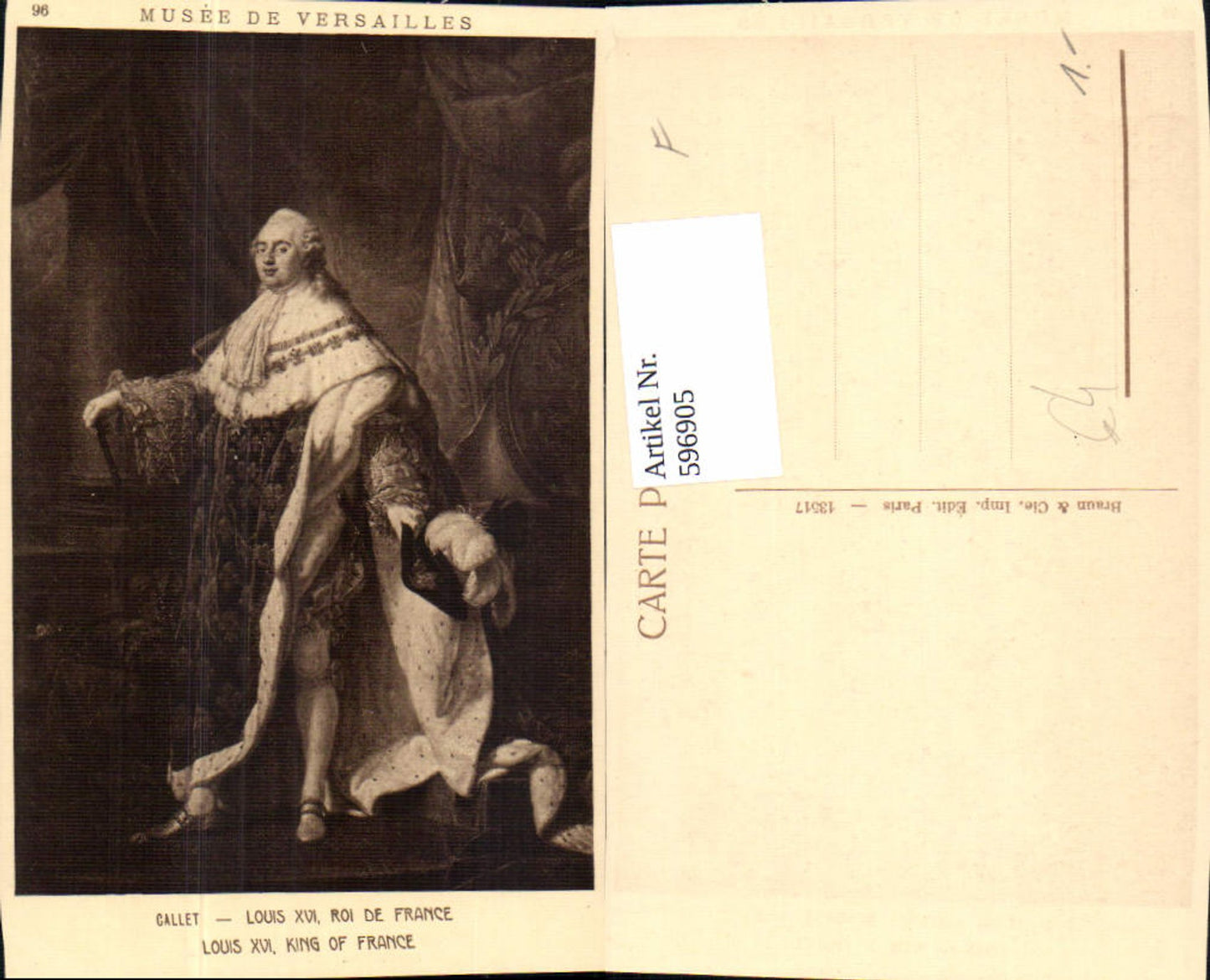 596905,Gallet Louis XVI Roi de France König v. Frankreich Adel Monarchie