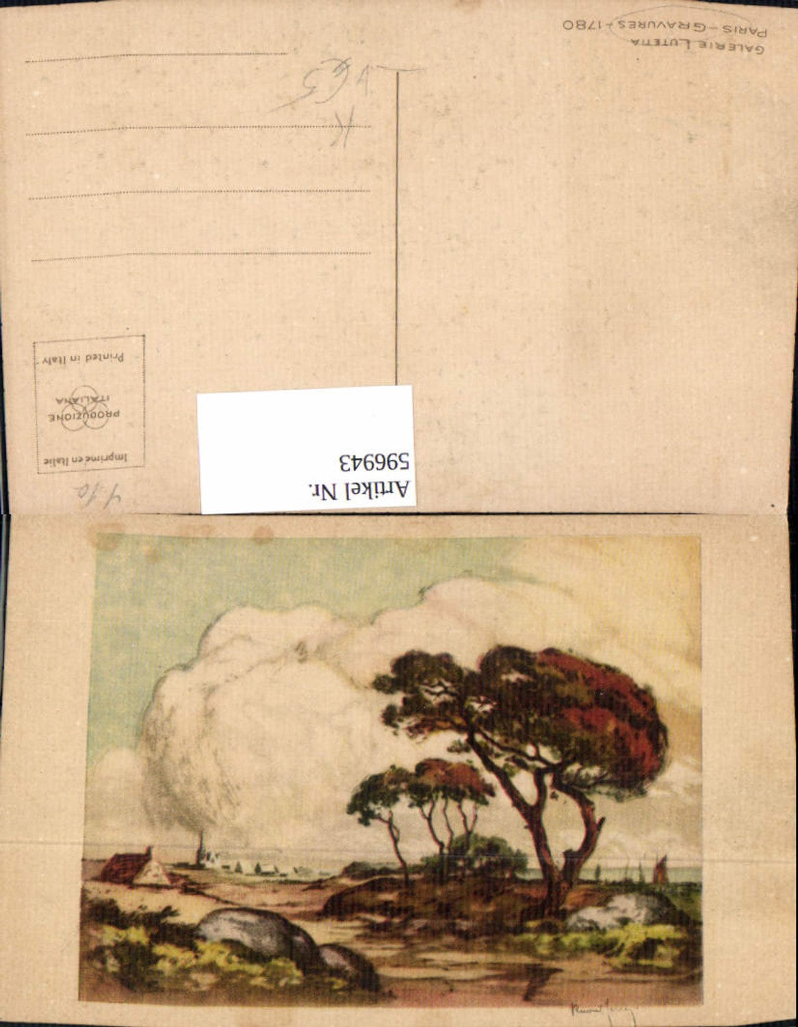 596943,Künstler Ak Baum Dorf Landschaft pub Paris Gravures 1780