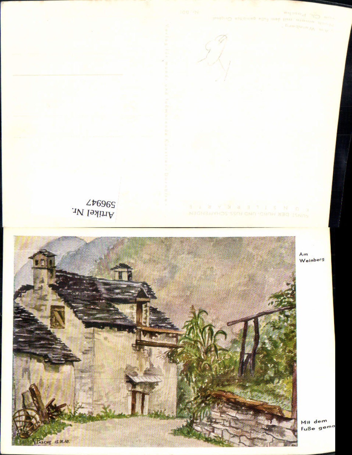 596947,Künstler Ak Fußgemalt Ch. Pasche Am Weinberg