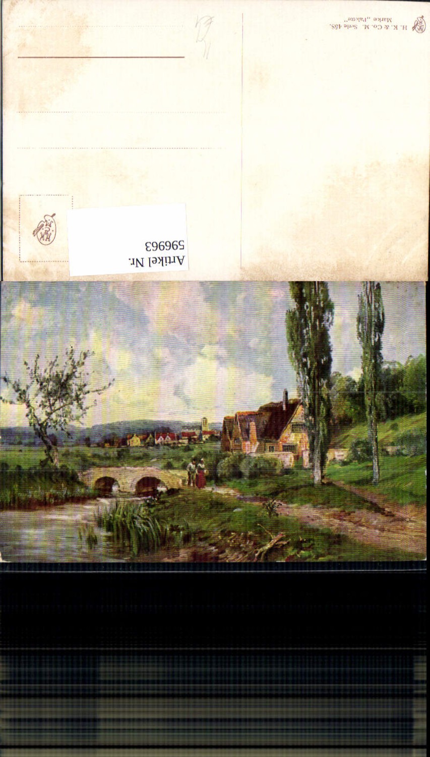 596963, Artist Ak Village Bridge Landscape