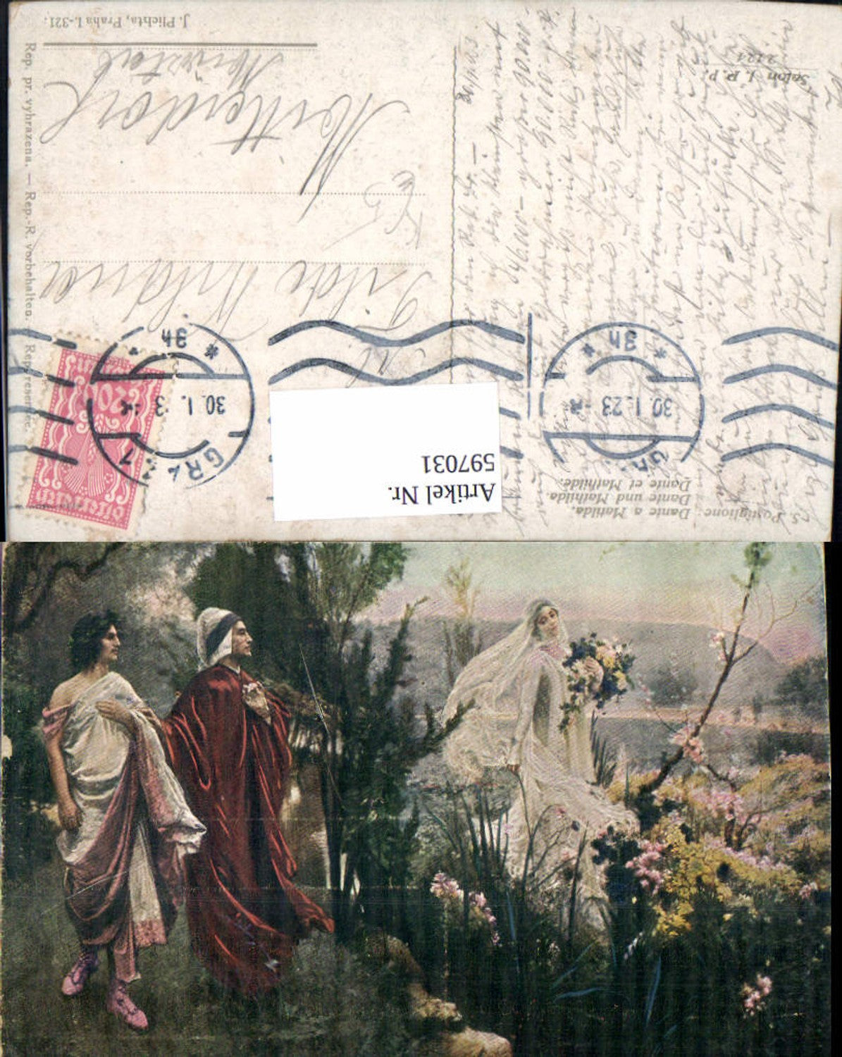 597031,Künstler Ak S. Postiglione Dante u. Matilda