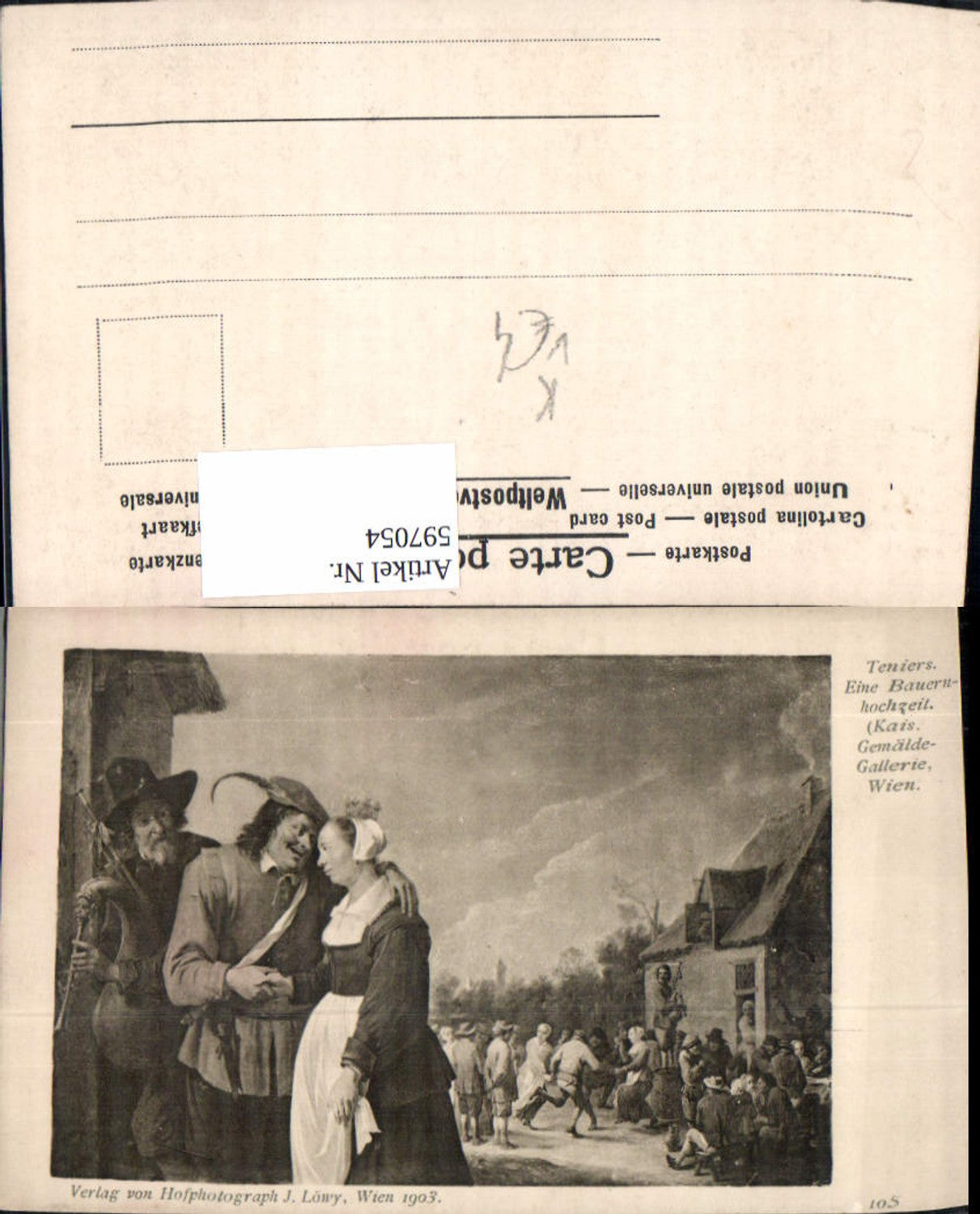 597054,Künstler Ak Teniers Eine Bauernhochzeit pub Löwy 105