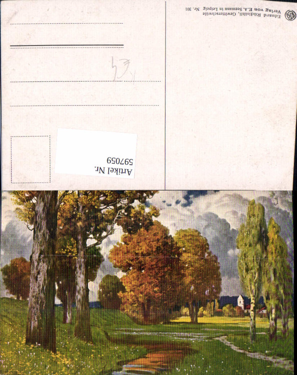 597059,Künstler Ak Eduard Rüdisühli Gewitterschwüle Bäume Birken Landschaft