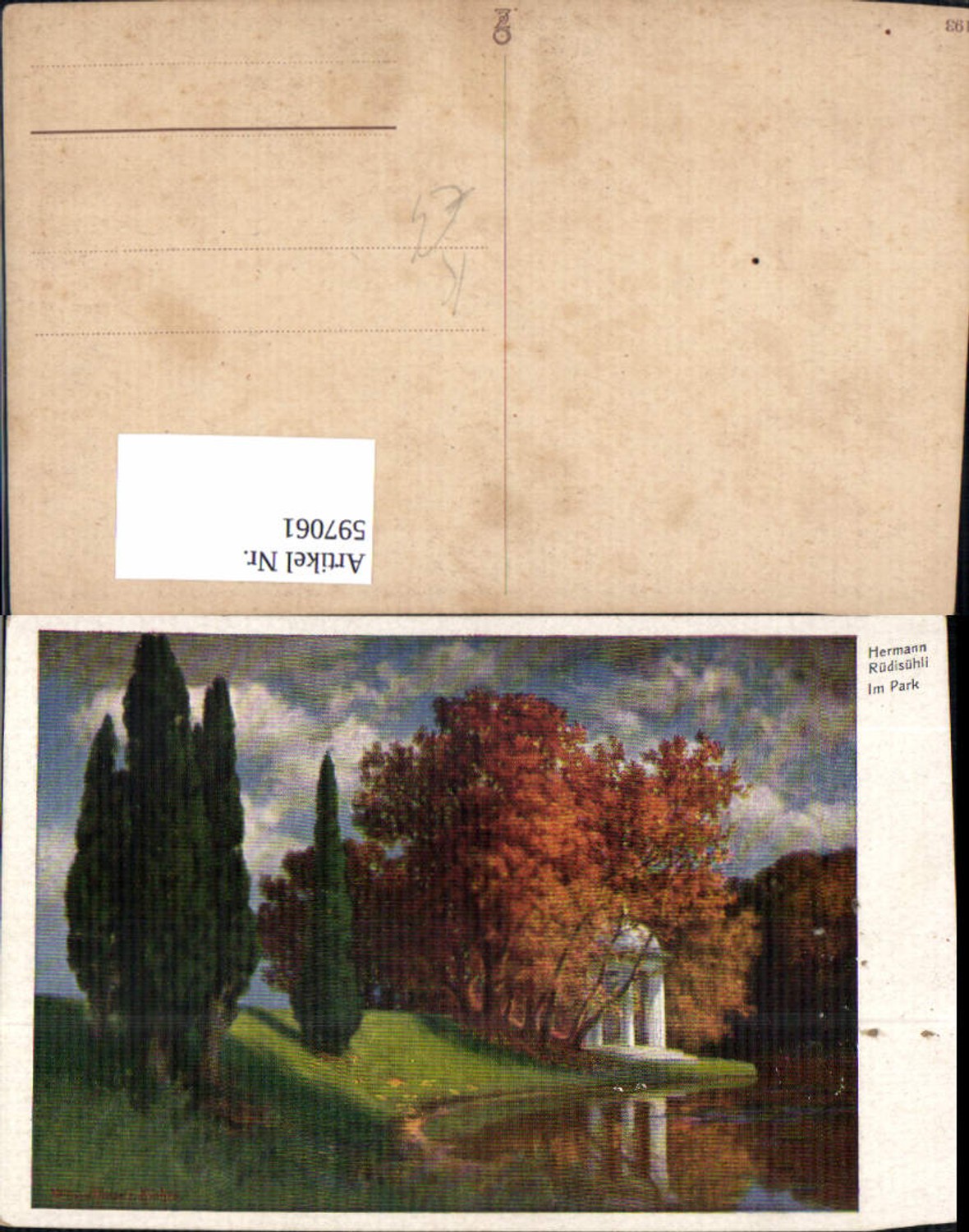 597061,Künstler Ak Hermann Rüdisühli Im Park Pavillon Bäume Landschaft