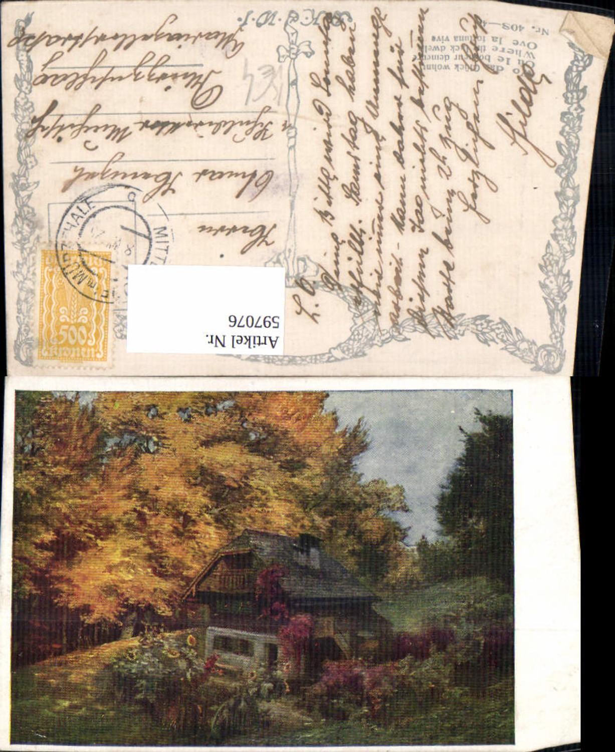 597076,Künstler Ak Wo das Glück wohnt Haus Hof Garten Landschaft pub B.K.W.I. 408/4