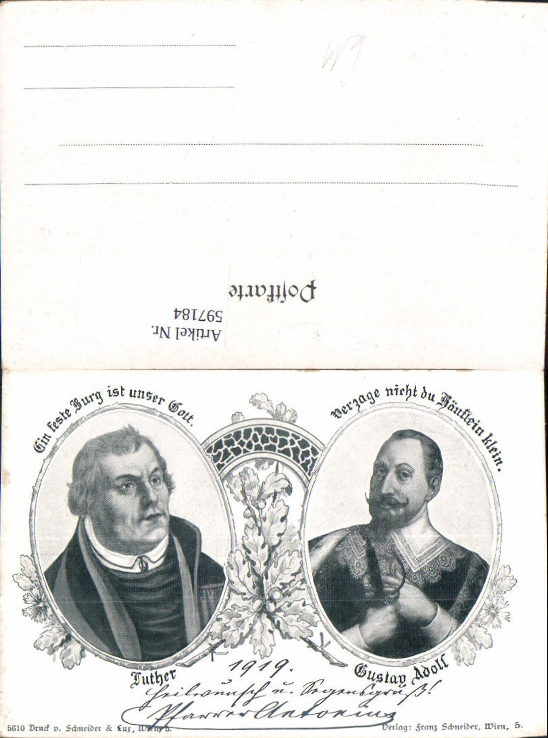 597184,Martin Luther Gustav Adolf Neujahrsgruß Antonius Spruch Eichenblätter