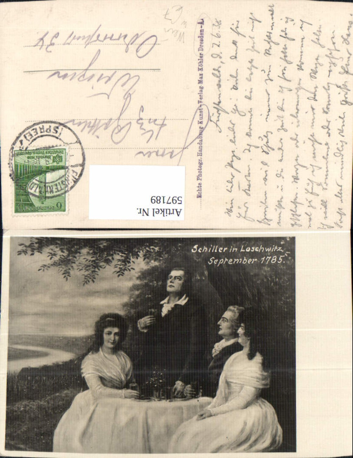 597189,Schiller in Loschwitz Dresden 1785 m. Frauen Trinken Wein