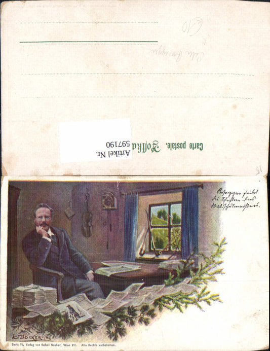 597190,Litho E. Döcker jun. Peter Rosegger m. Textseiten Buchseiten Waldheimat