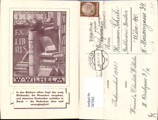597292,W. Wilhelm Exlibris Bücher Kunst Wissenschaft