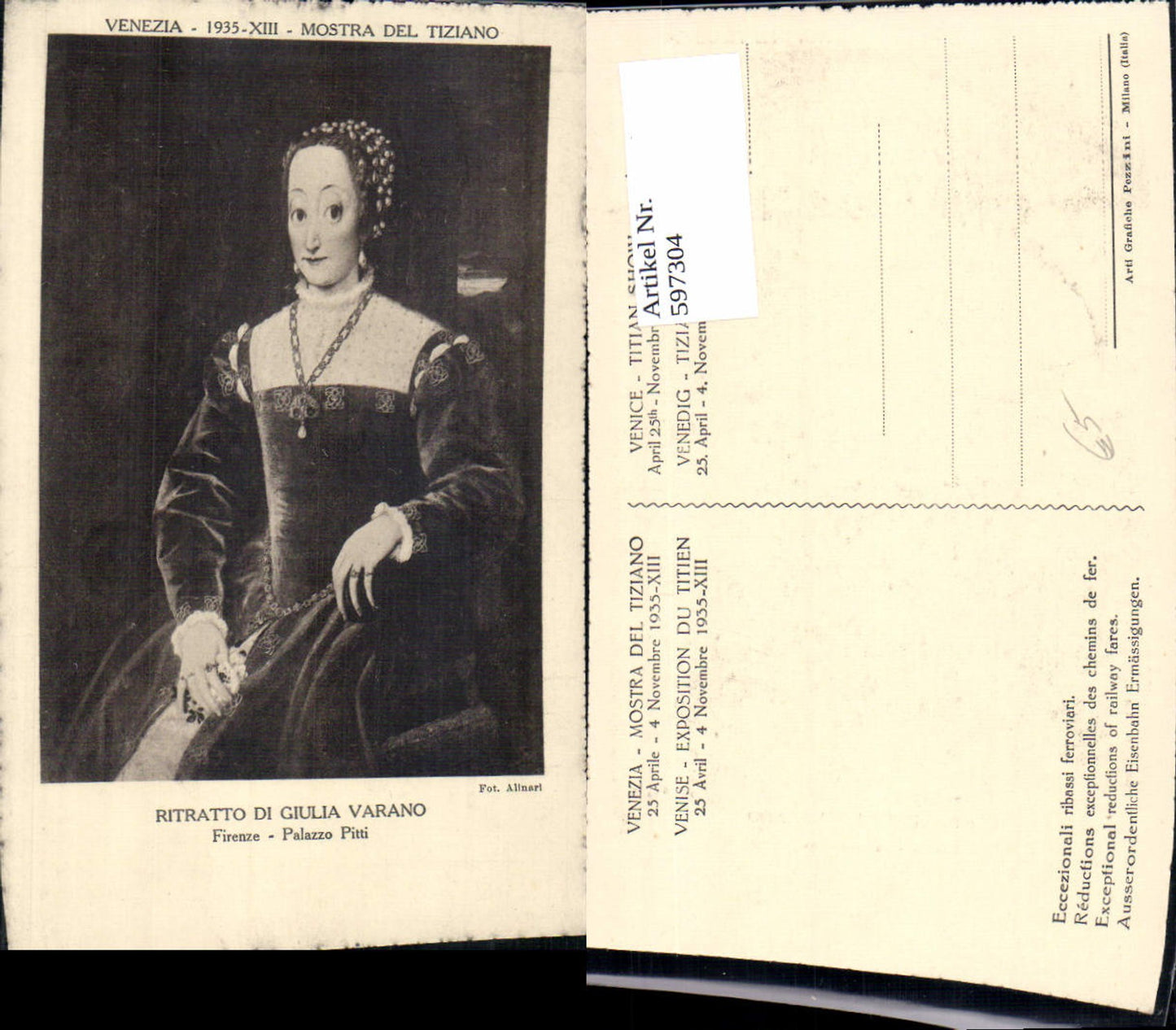 597304,Künstler Ak Tizian Ritratto di Giulia Varano Kunst Wissenschaft