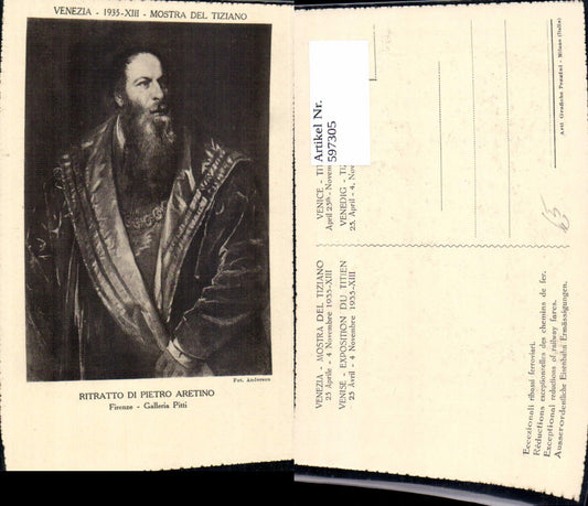 597305,Künstler Ak Tizian Ritratto di Pietro Aretino Kunst Wissenschaft