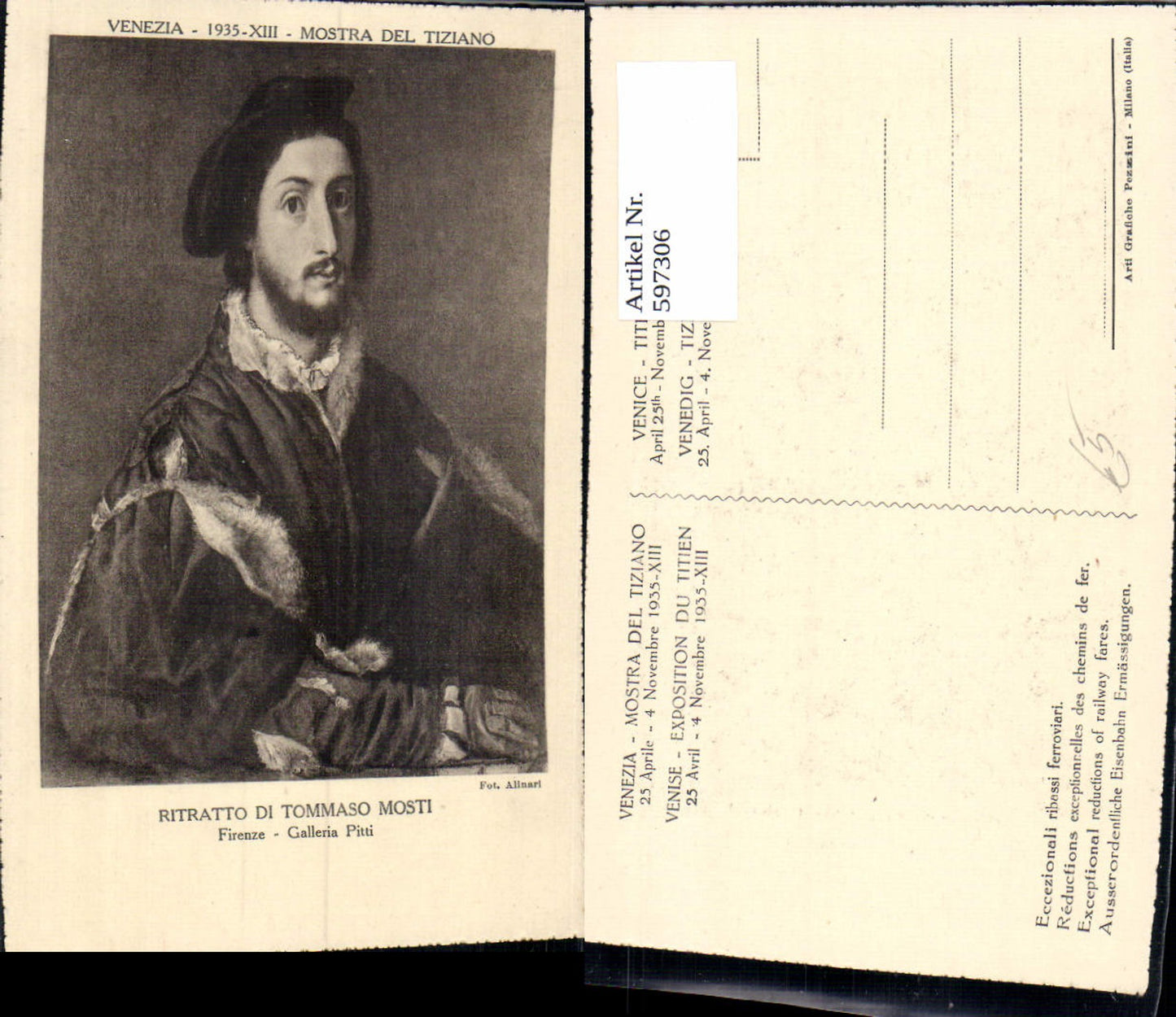 597306,Künstler Ak Tizian Ritratto di Tommaso Mosti Kunst Wissenschaft