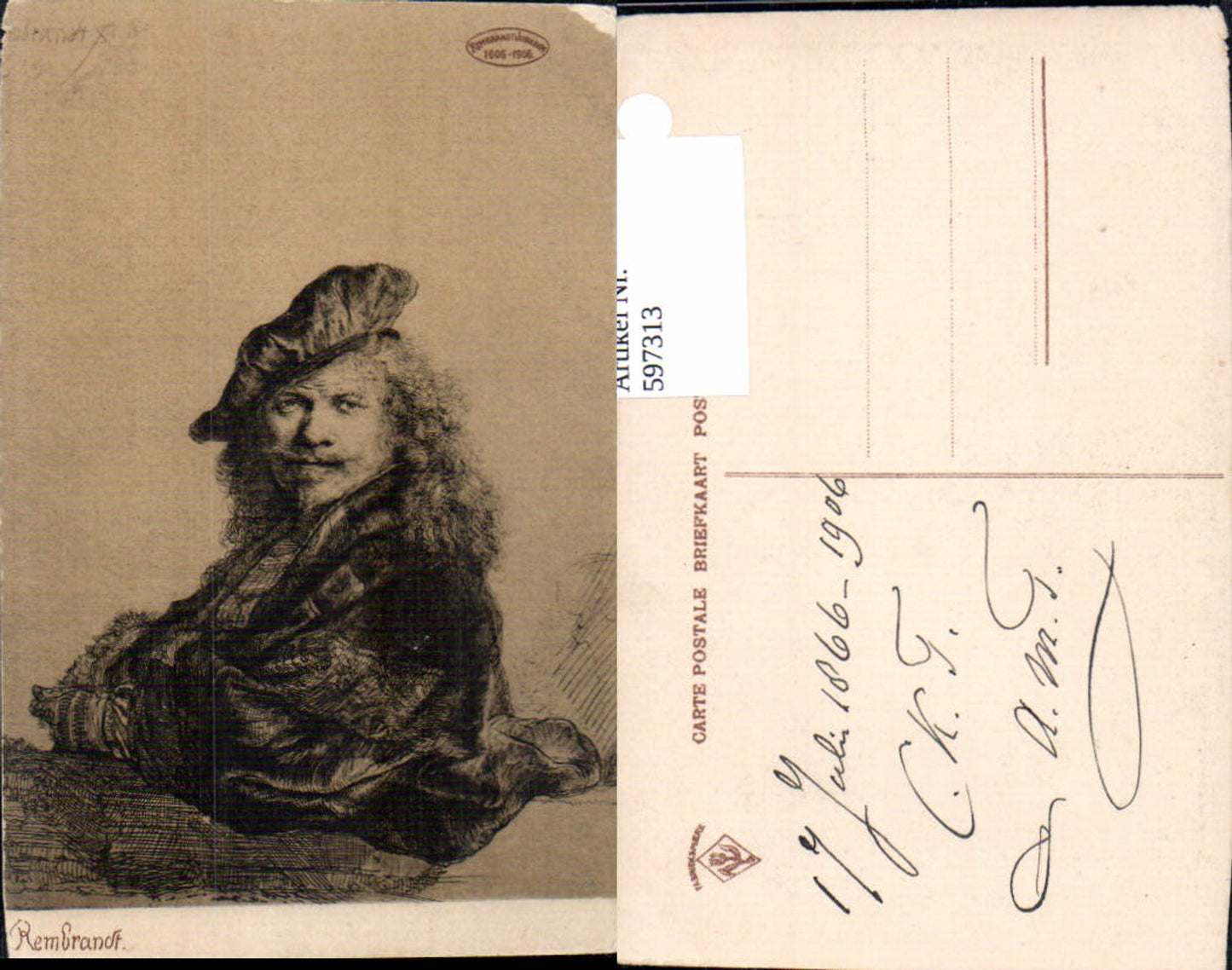 597313,Künstler Ak Rembrandt Selbstbildnis Kunst Wissenschaft