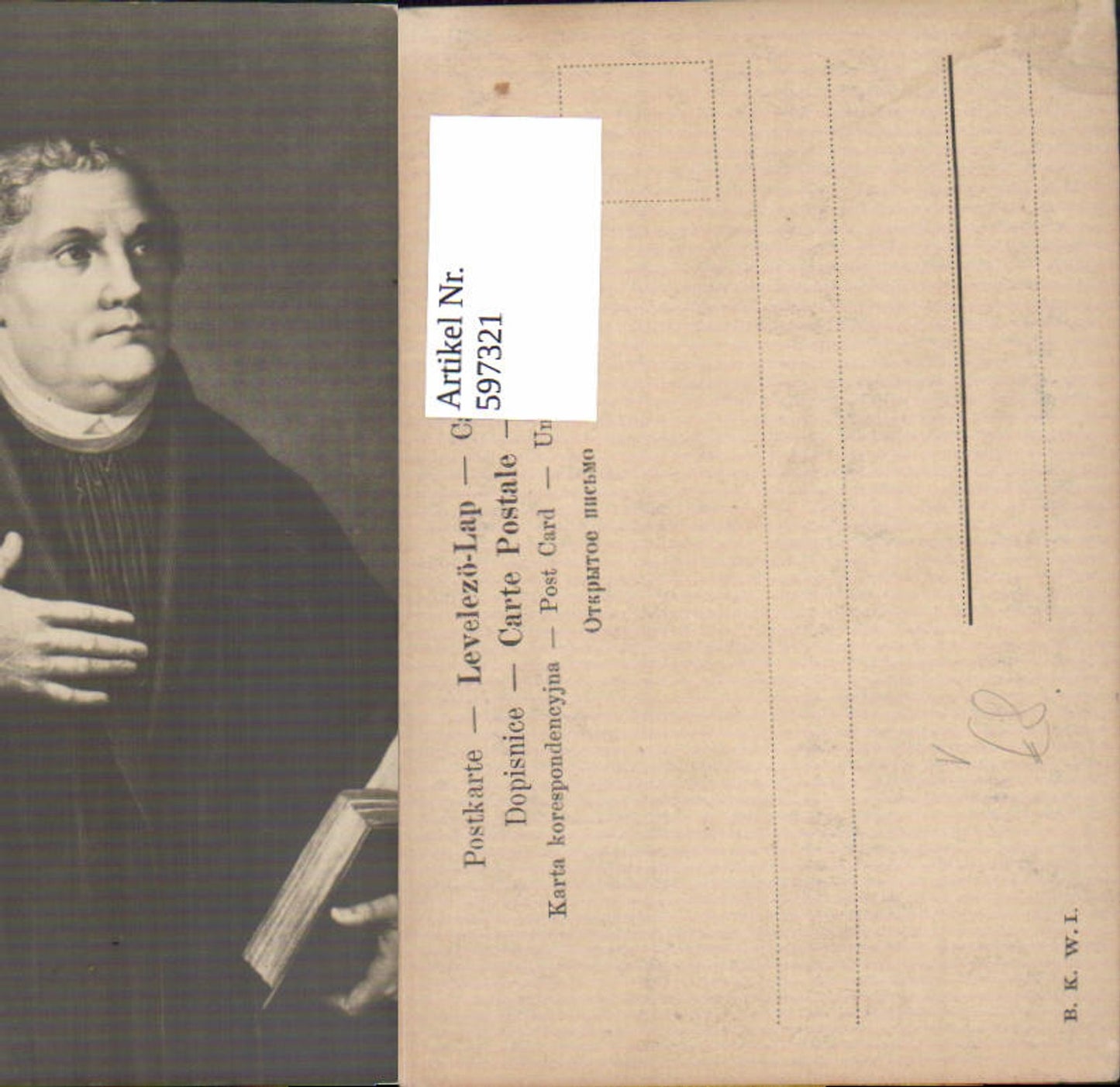 597321,Luther Portrait Kunst Wissenschaft pub B.K.W.I.
