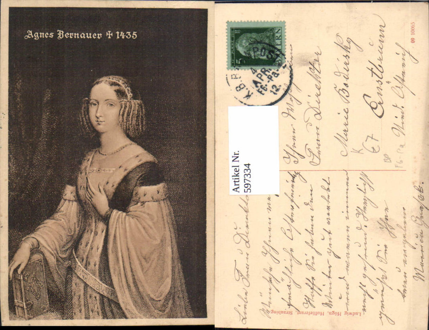 597334,Künstler Ak Agnes Bernauer Kunst Wissenschaft