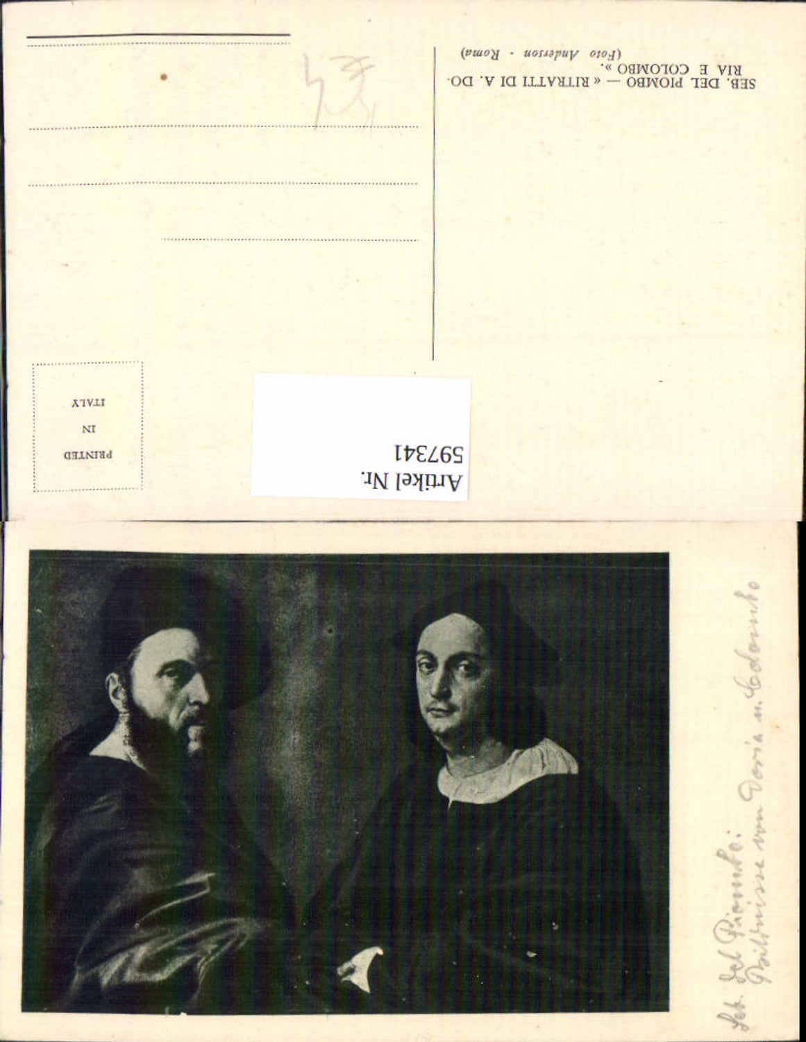 597341,Künstler Ak Seb. Del Piombo Ritratti di A. Doria E Colombo Columbus Kunst Wissenschaft