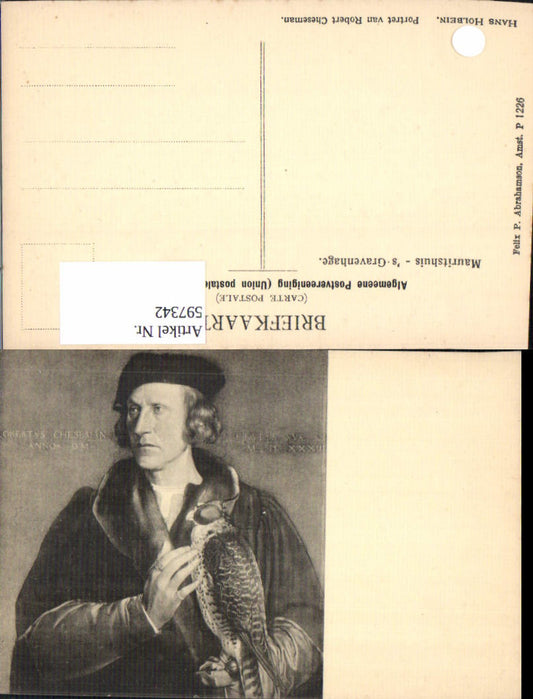 597342,Künstler Ak Hans Holbein Portrait Robert Cheseman Falke Tier Kunst Wissenschaft