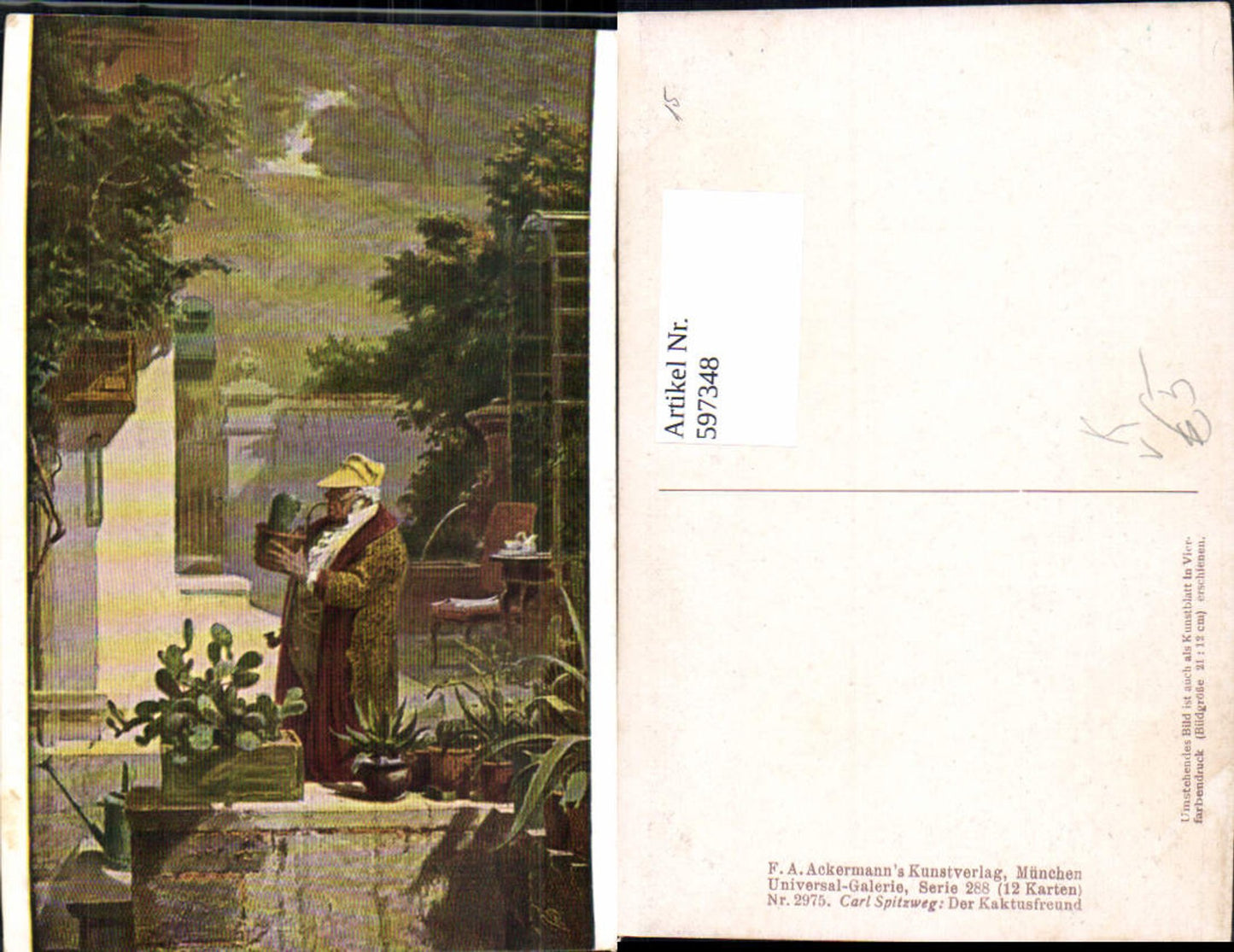 597348,Künstler Ak Carl Spitzweg Der Kaktusfreund pub F. A. Ackermann 288/2975