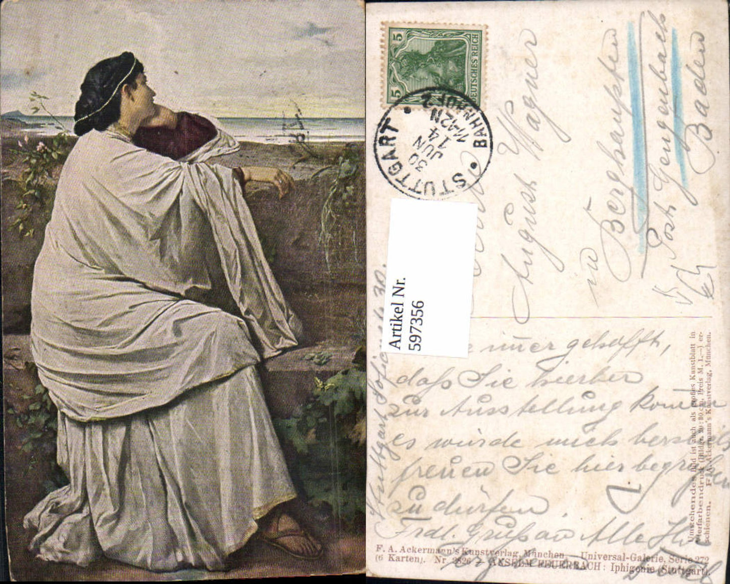 597356,Künstler Ak Anselm Feuerbach Iphigenie pub F. A. Ackermann 272/2826
