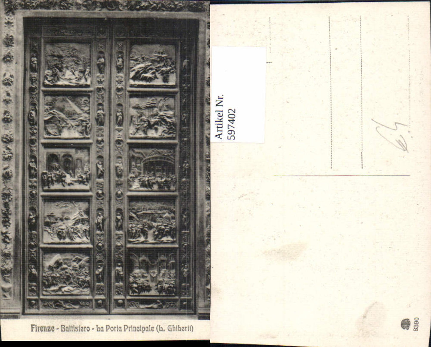 597402,Künstler Ak L. Ghiberti Battistero La Porta Principale Kunstvolle Tür
