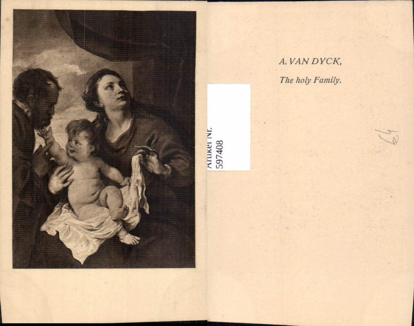 597408,Künstler Ak A. Van Dyck The holy Family Heilige Familie Religion