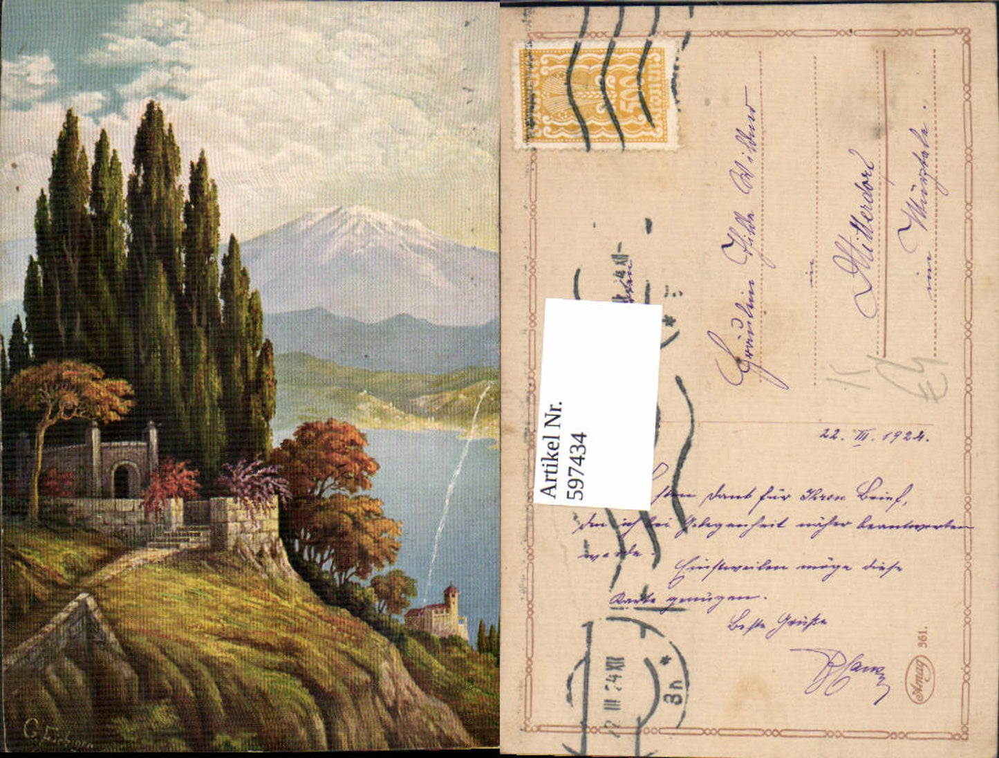 597434,Künstler Ak G. Fiebiger Am Mittelmeer Landschaft