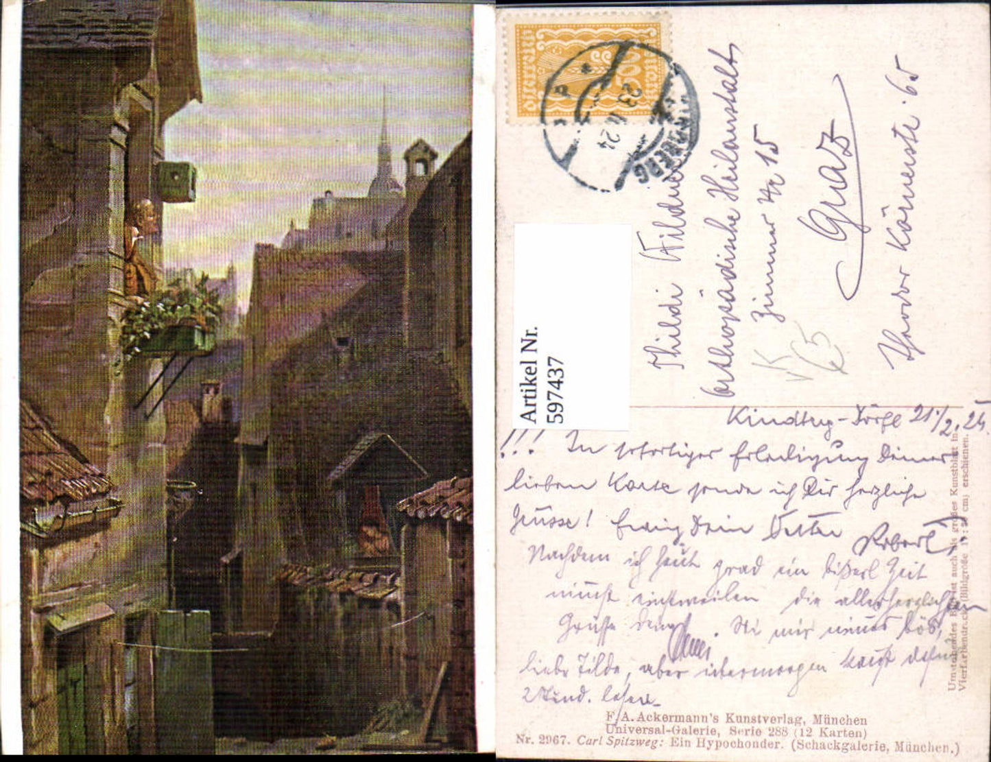597437,Künstler Ak Carl Spitzweg Ein Hypochonder pub F. A. Ackermann 288/2967
