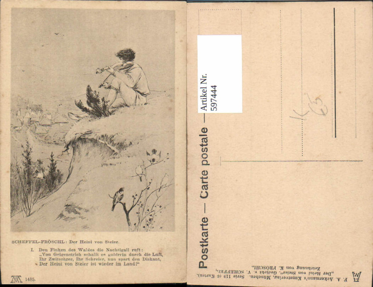 597444,Künstler Ak K. Fröschl Der Heini v. Steier v. Scheffel pub F. A. Ackermann 119/1485