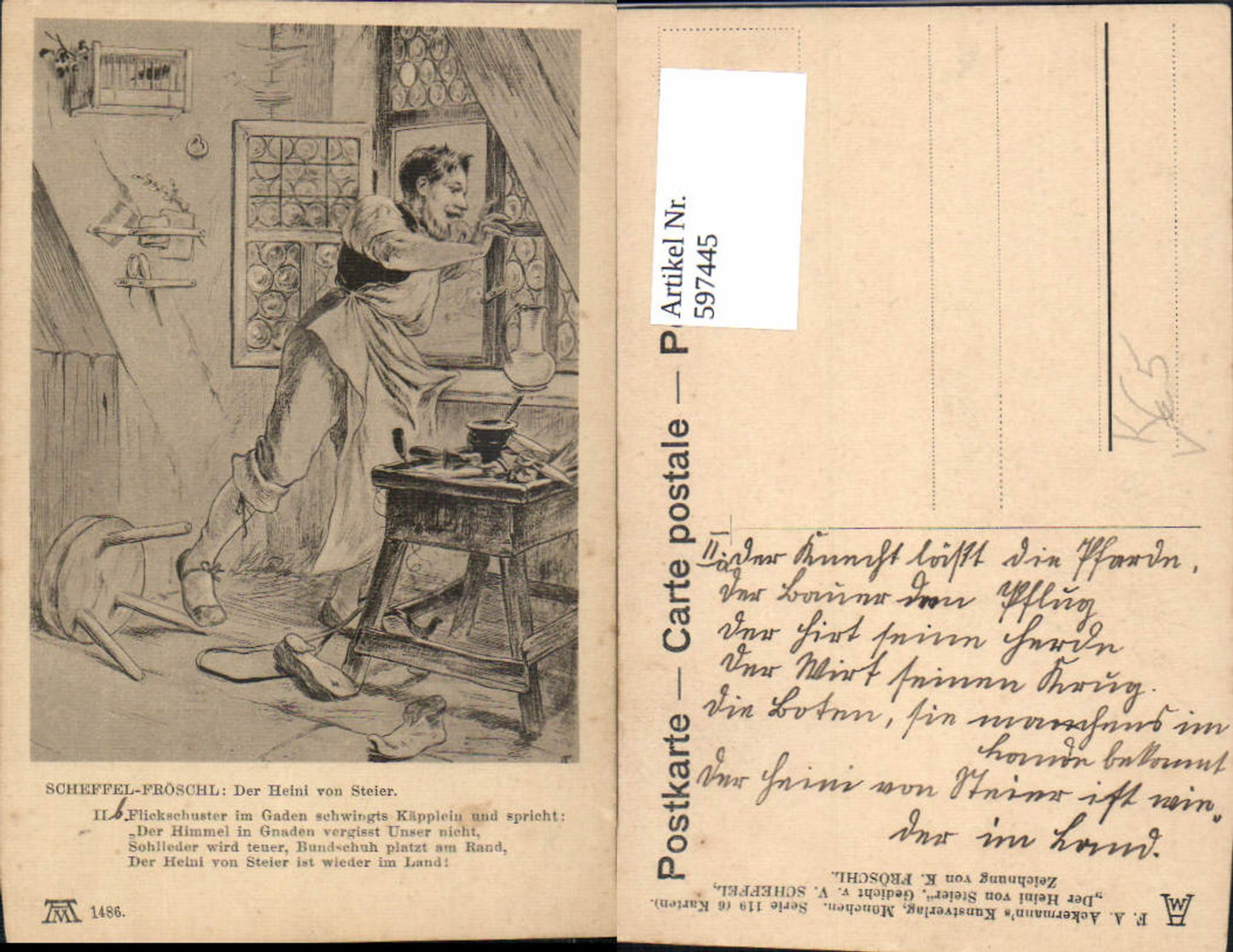 597445,Künstler Ak K. Fröschl Der Heini v. Steier v. Scheffel pub F. A. Ackermann 119/1486