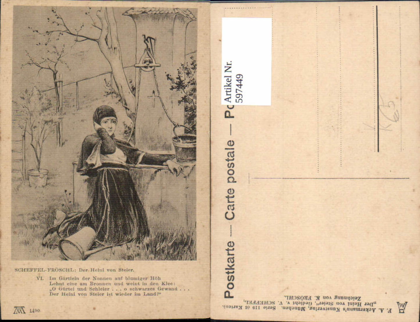 597449,Künstler Ak K. Fröschl Der Heini v. Steier v. Scheffel pub F. A. Ackermann 119/1490