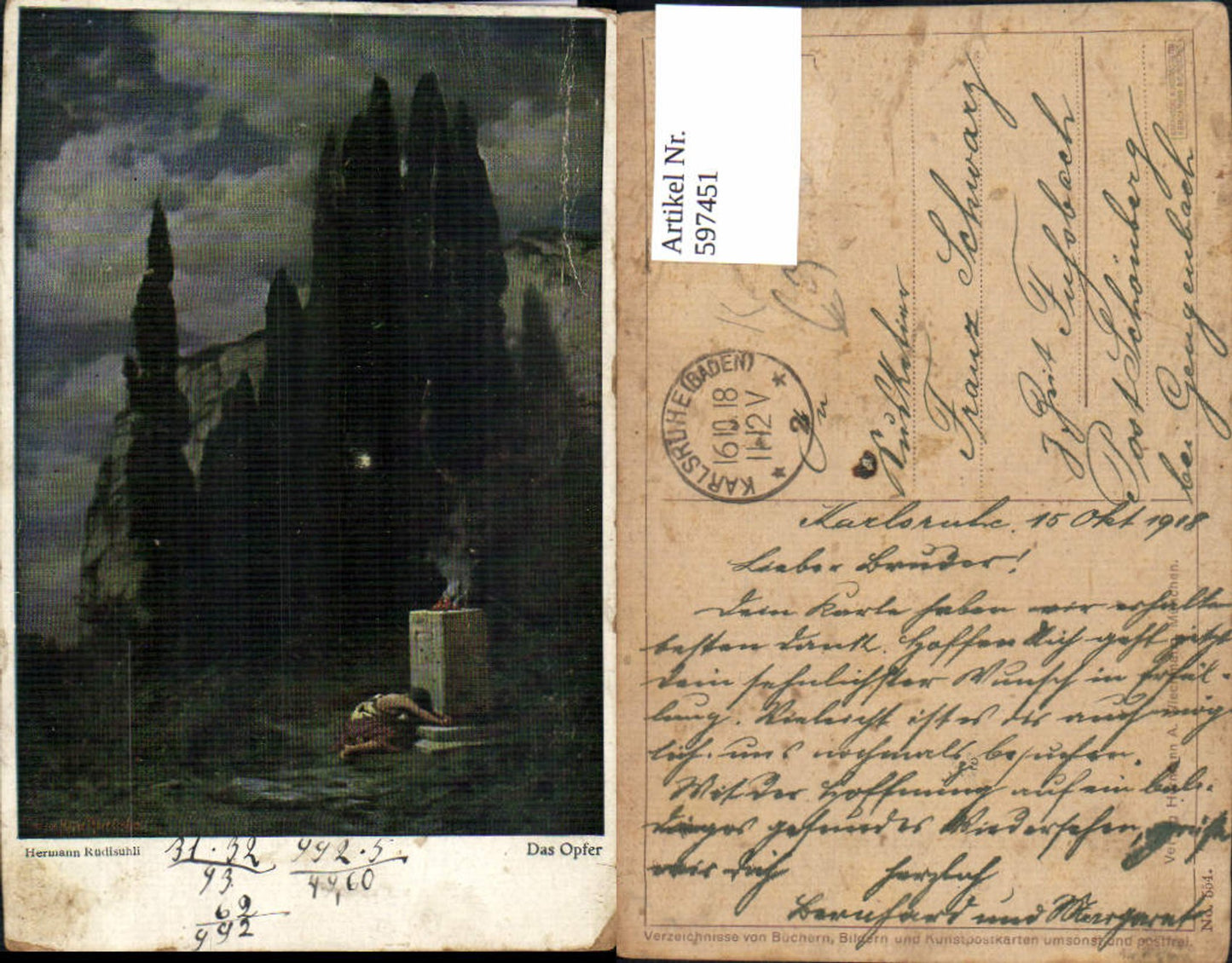 597451,Künstler Ak Hermann Rüdisühli Das Opfer