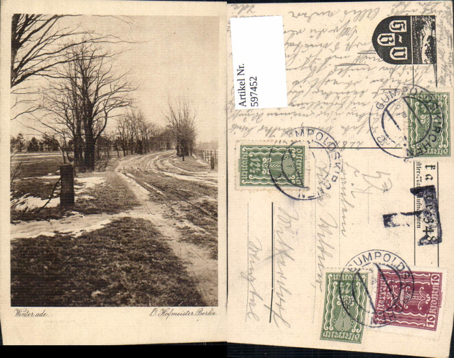 597452,Künstler Ak O. Hofmeister Berlin Winter ade Landschaft