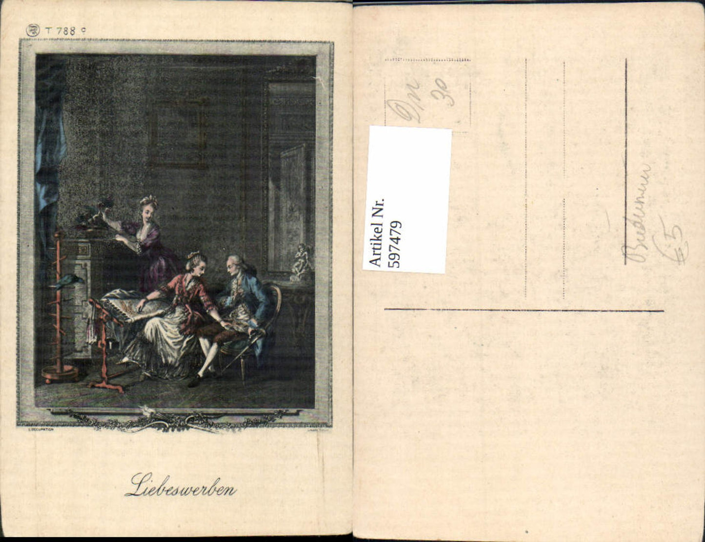597479,Künstler Ak Biedermeier Liebeswerben L Oppupation