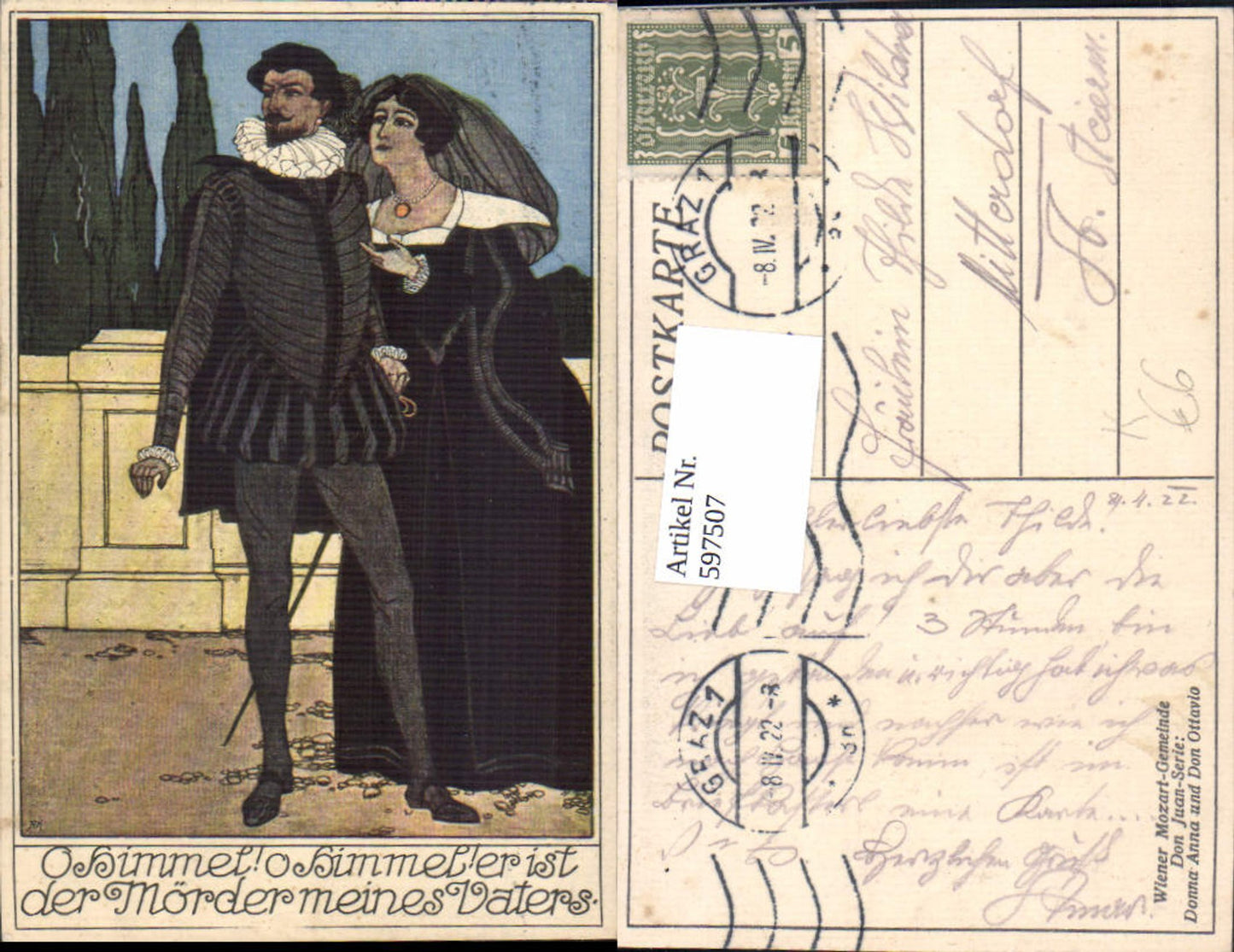 597507,Künstler Ak Donna Anna u. Don Ottavio Don Juan Mozart