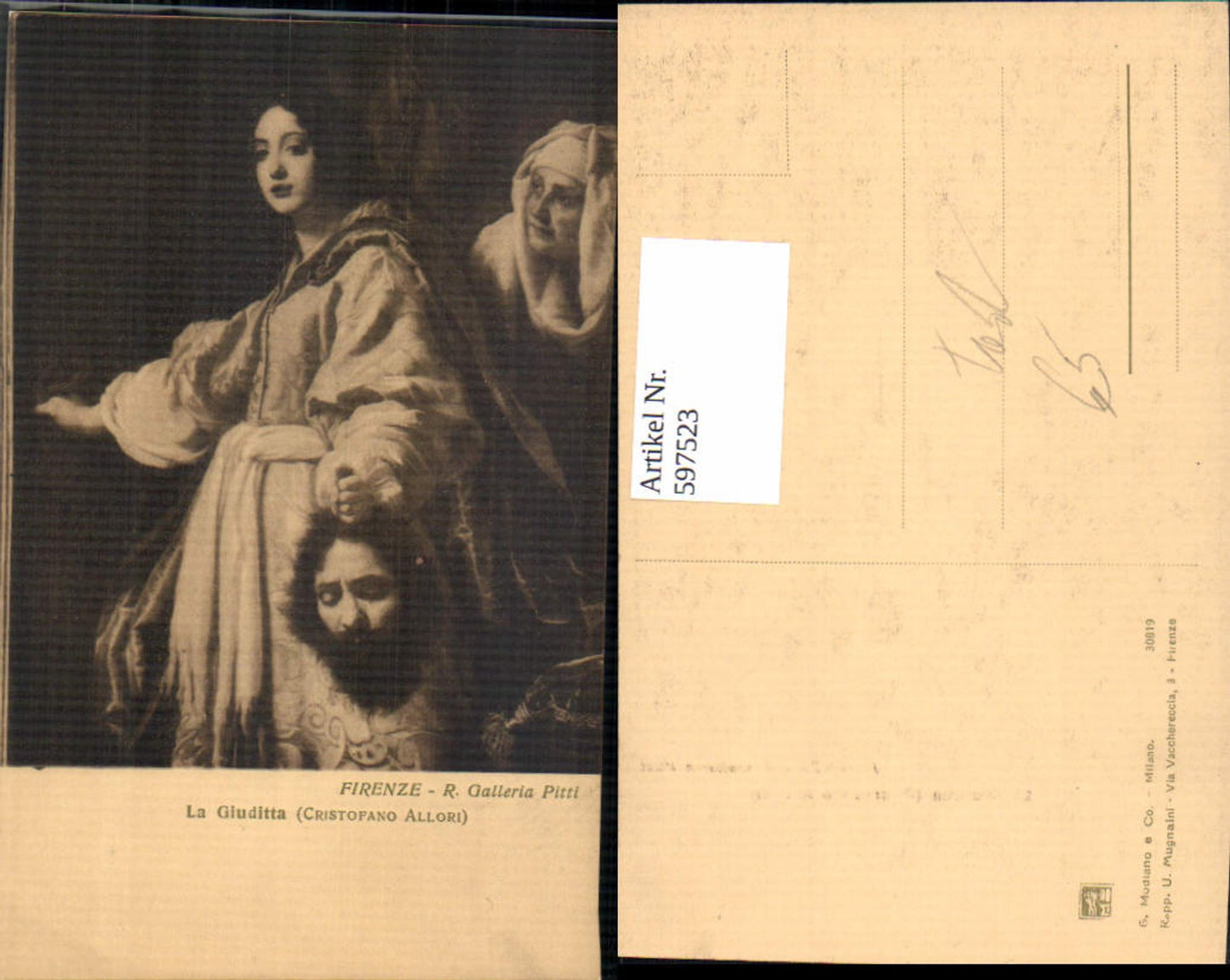 597523,Künstler Ak Cristofano Allori La Giuditta Frau m. Kopf Tod Geköpft