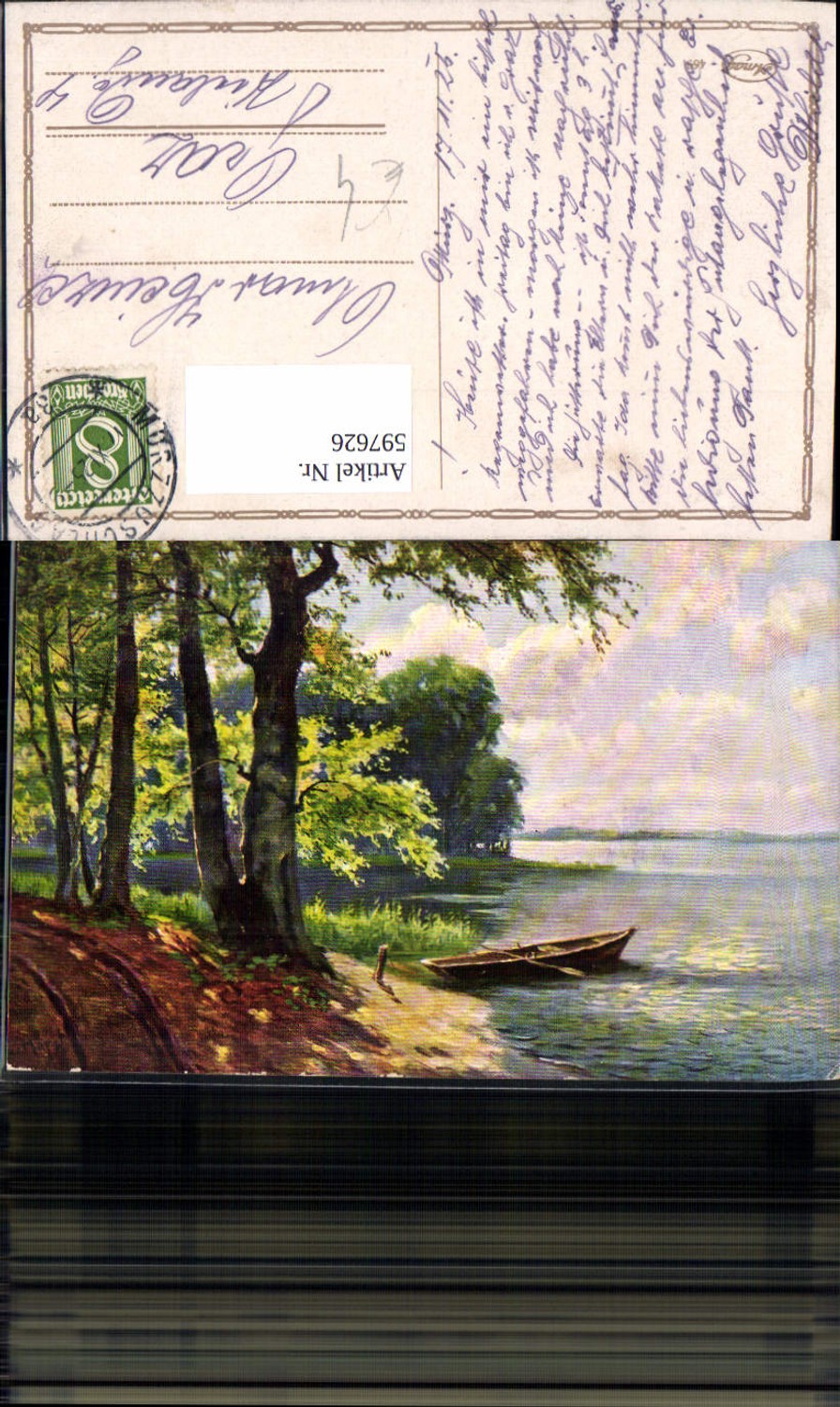 597626, Artist AK Rowboat Boat Shore Lake Landscape