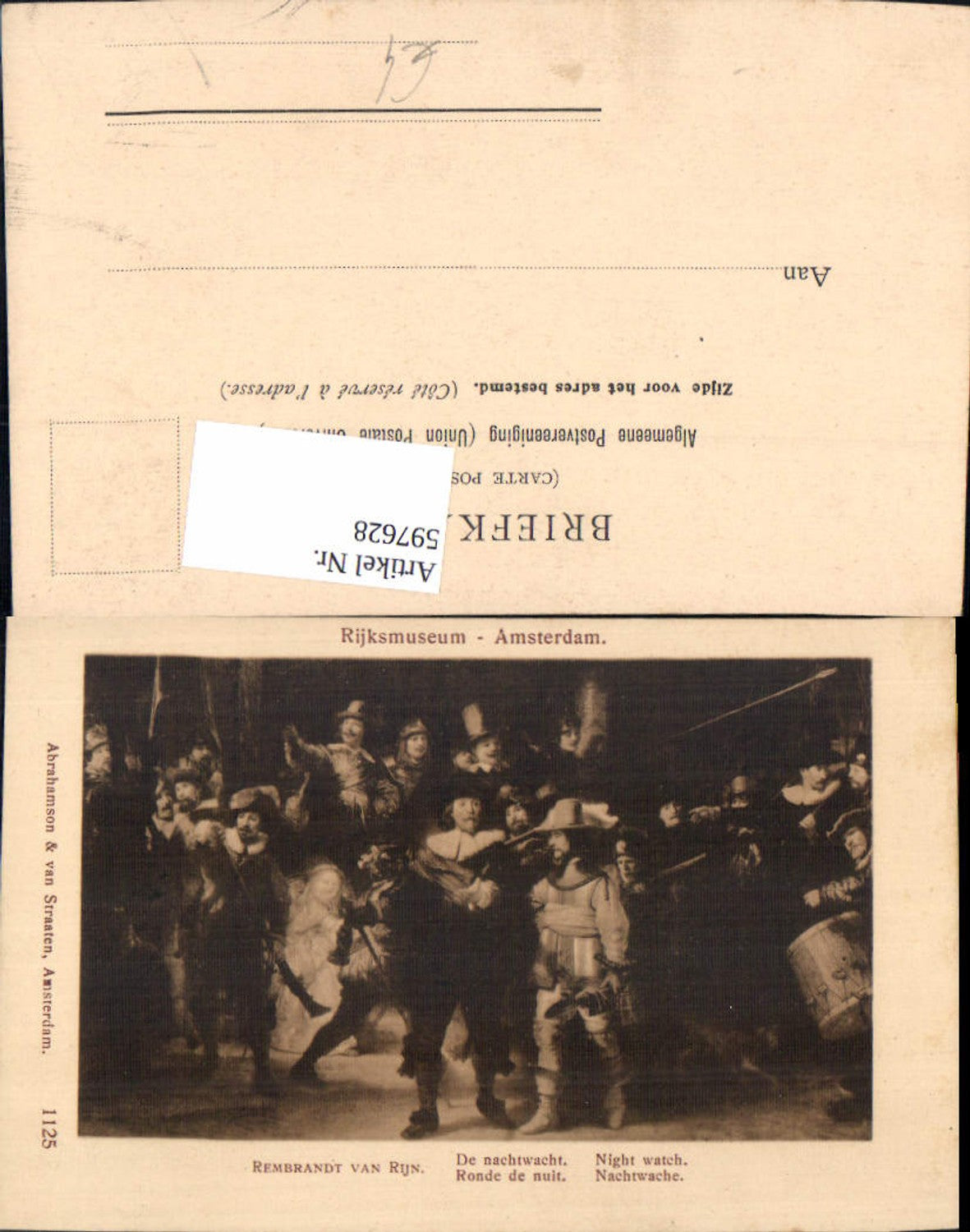 597628,Künstler Ak Rembrandt van Rijn Nachtwache