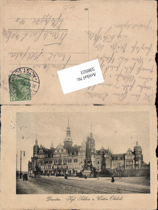 598923,Dresden Kgl. Schloss Wettin Obelisk Tram Straßenbahn Altstadt
