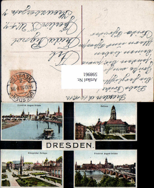 598961,Mehrbild Ak Dresden Friedrich-August-Brücke Rathaus Zwinger