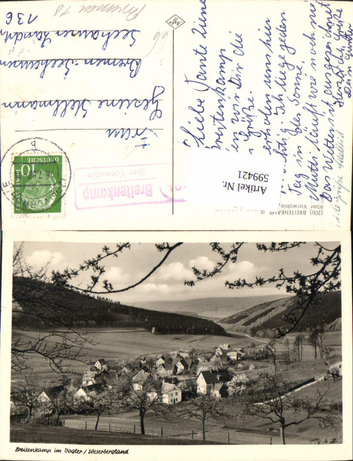 599421,Breitenkamp im Vogler Weserbergland Stempel 20b Breitenkamp über Vorwohle