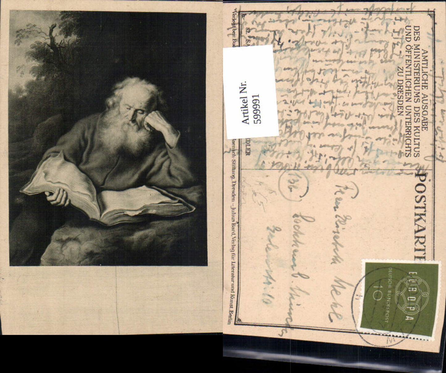 599991,Künstler Ak Salomon Koninck Der Einsiedler Lesen Alter Mann Buch